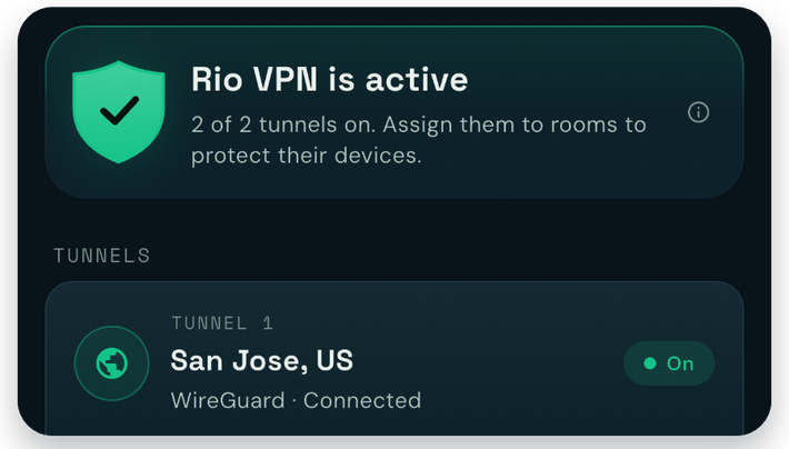 Rio VPN in the Rio app