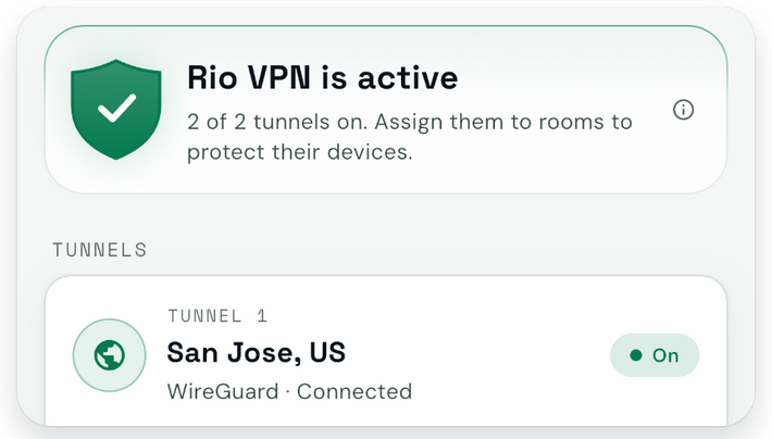 Rio VPN in the Rio app