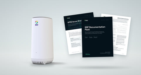 Rio router with the Rio for Defense paperwork: SSP Documentation Pack, SPRS Score Sheet and Network Evidence Summary