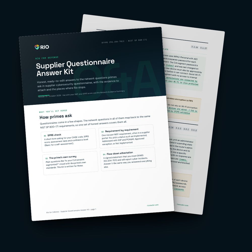 The Supplier Questionnaire Answer Kit cover with an answer page behind it.
