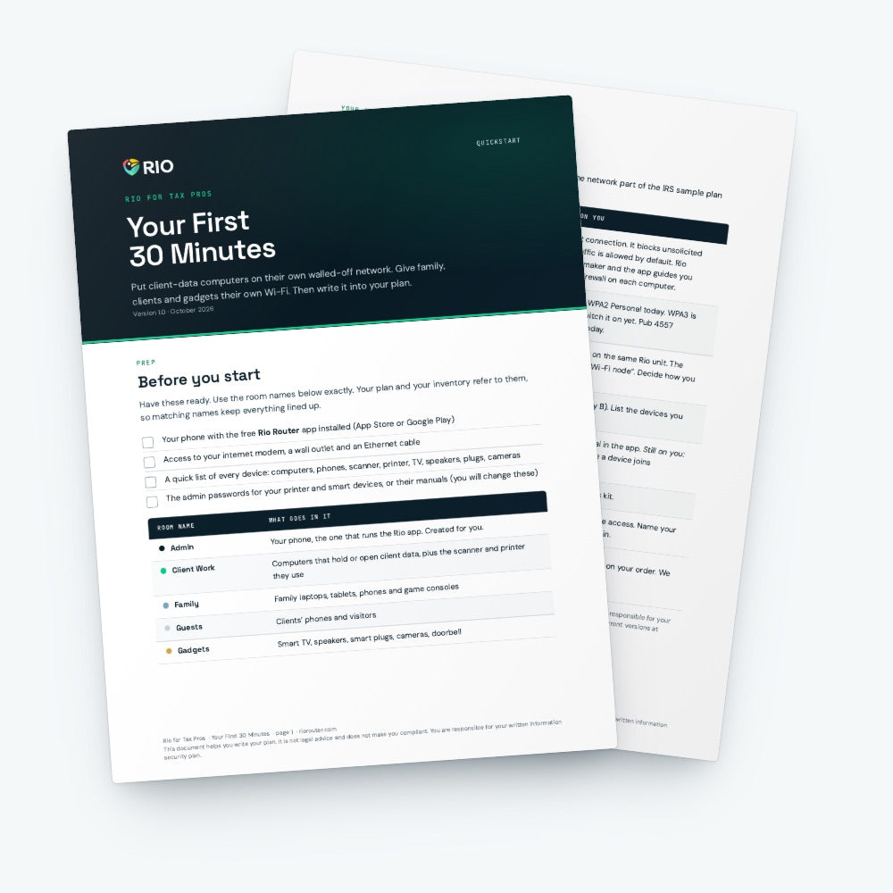 The Your First 30 Minutes quickstart with its checklist page behind it.